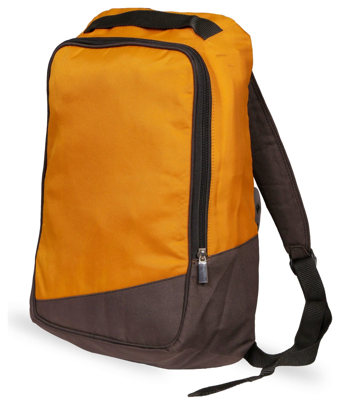 Amber and brown canvas backpack