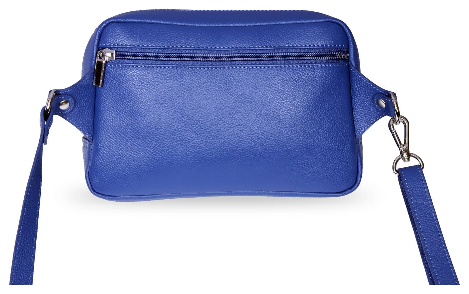 Cobalt leather crossbody camera bag